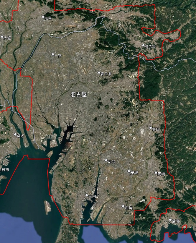 Google Earth 3Dh表示エリア 愛知県 名古屋市