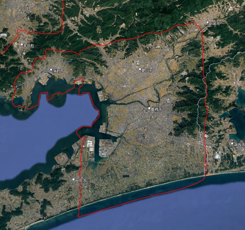 Google Earth 3Dh表示エリア 愛知県 豊橋市