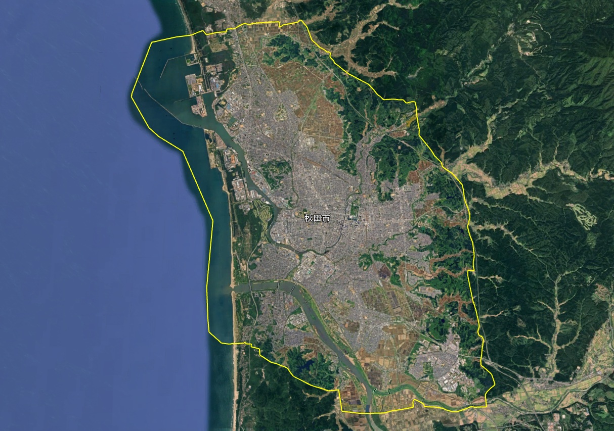 Google Earth 3D表示エリア 岩手県 秋田県 秋田市周辺 2026年10月4日現在