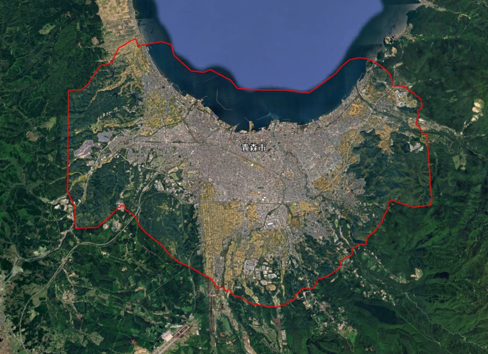 Google Earth 3D表示エリア 青森県 青森市周辺 2026年10月3日現在