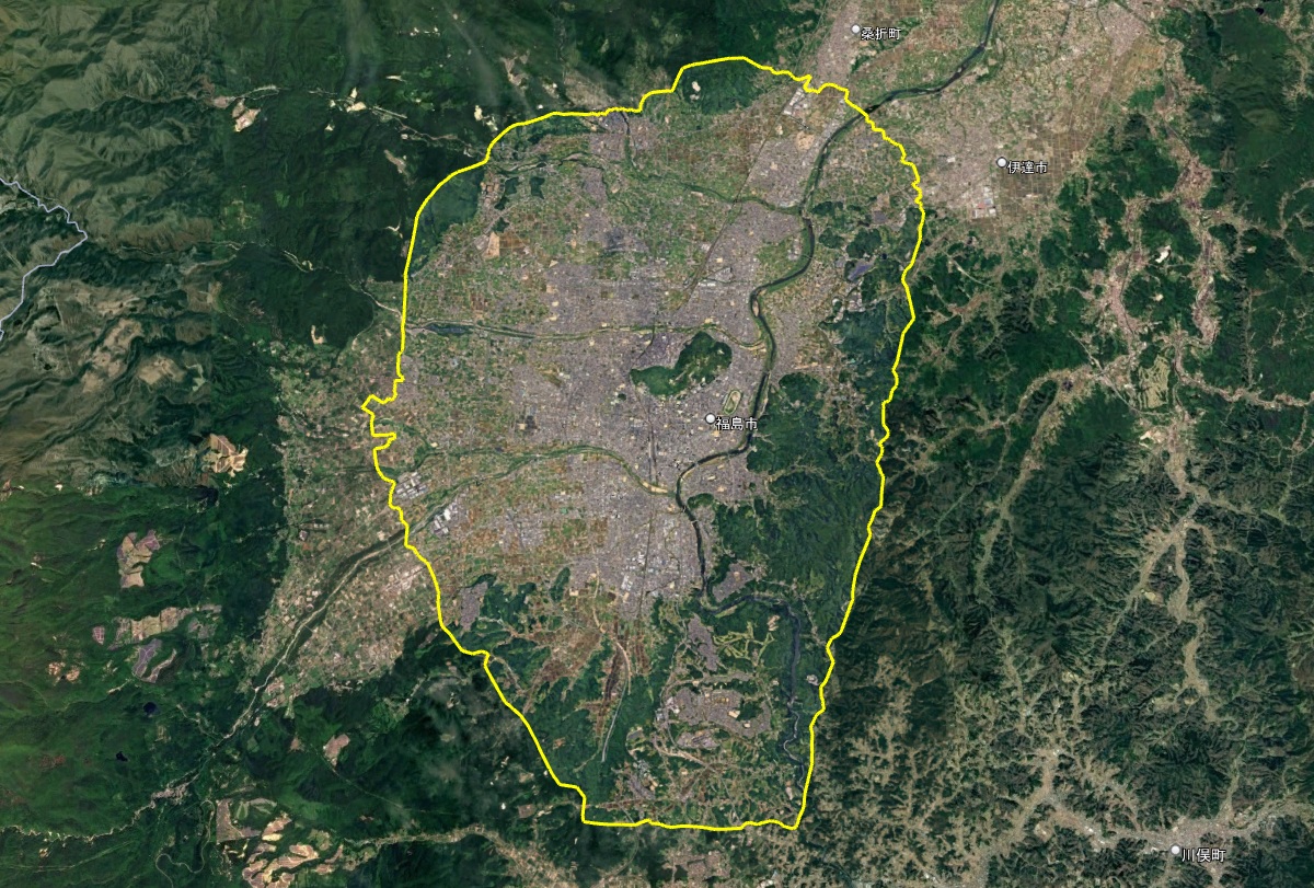 Google Earth 3D表示エリア 福島県 福島市周辺 2026年10月4日現在