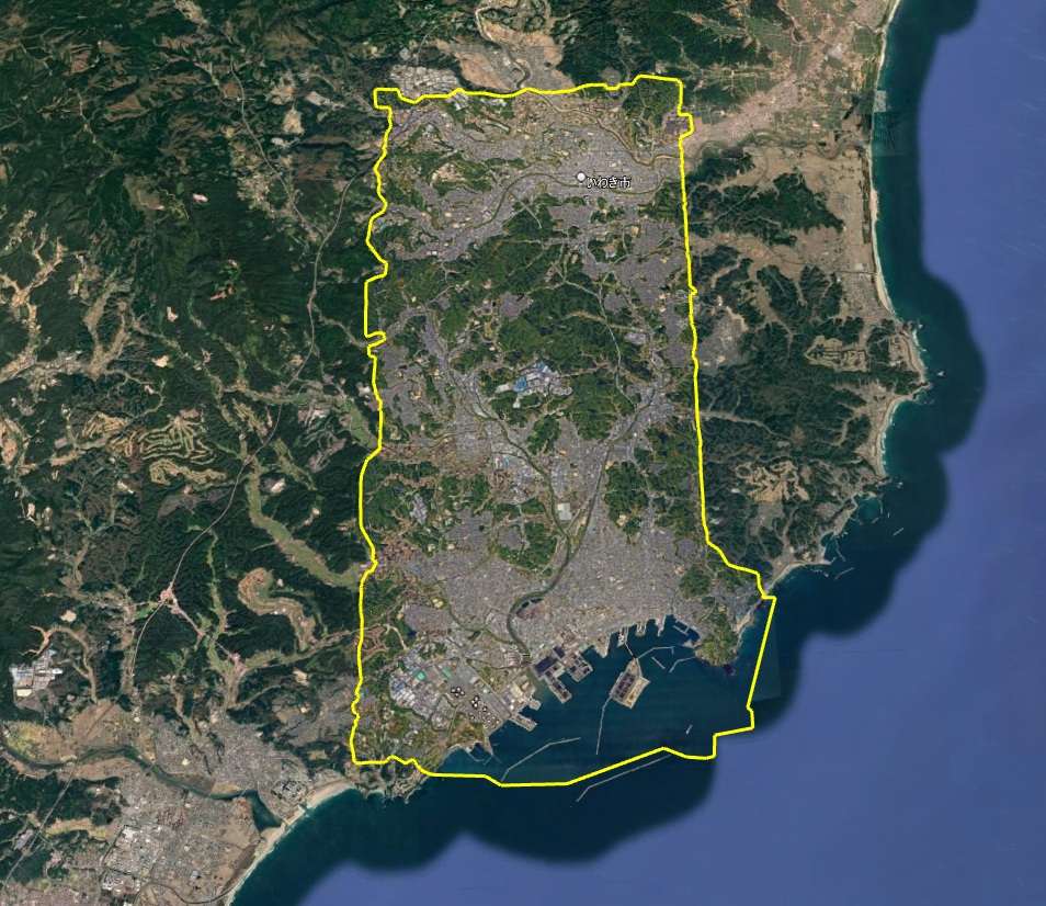 Google Earth 3D表示エリア 福島県 いわき市周辺 2026年10月4日現在
