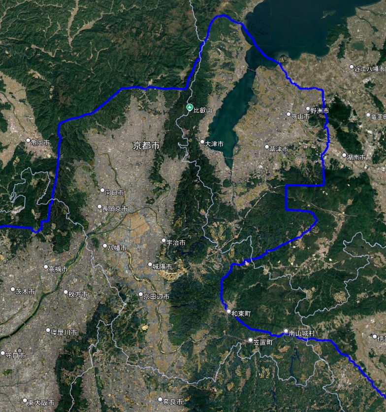 Google Earth 3Dh表示エリア 京都府 京都市 宇治市 周辺