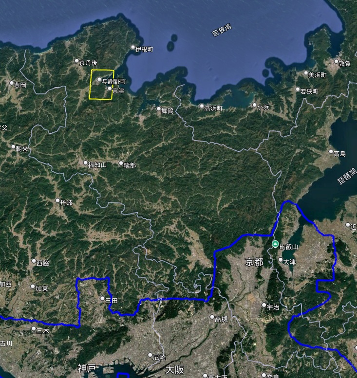 Google Earth 3Dh表示エリア 京都府 全体
