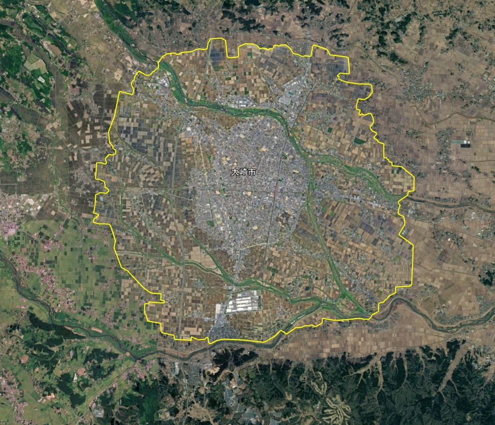 Google Earth 3D表示エリア 宮城県 大崎市市周辺 2026年10月4日現在