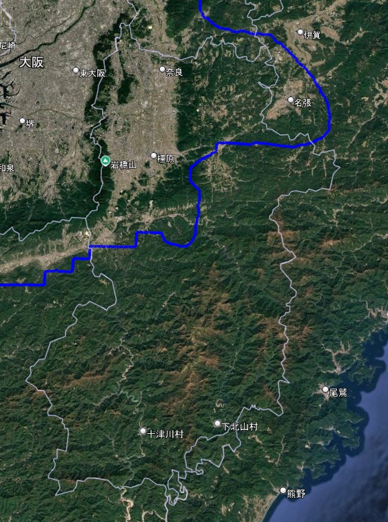 Google Earth 3Dh表示エリア 奈良県 全体