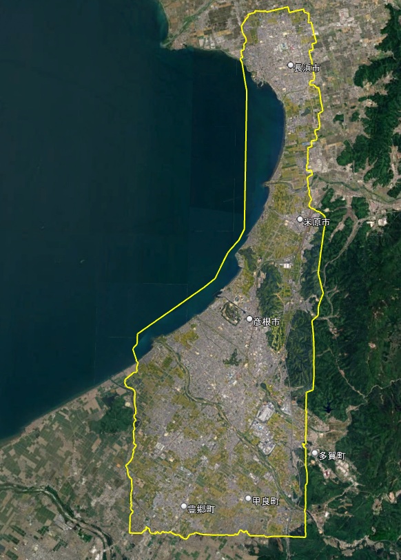 Google Earth 3Dh表示エリア 滋賀県 長浜 彦根 米原