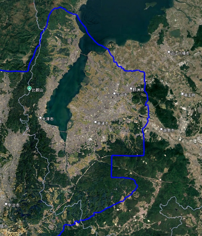 Google Earth 3Dh表示エリア 滋賀県 大津 草津 守山