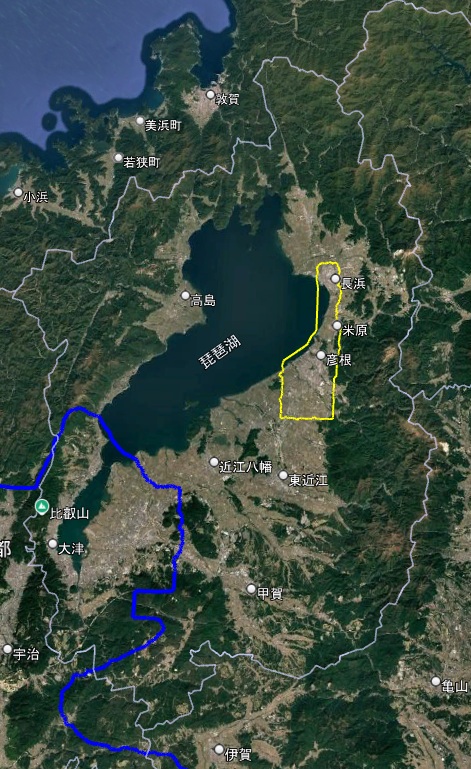 Google Earth 3Dh表示エリア 滋賀県 全体