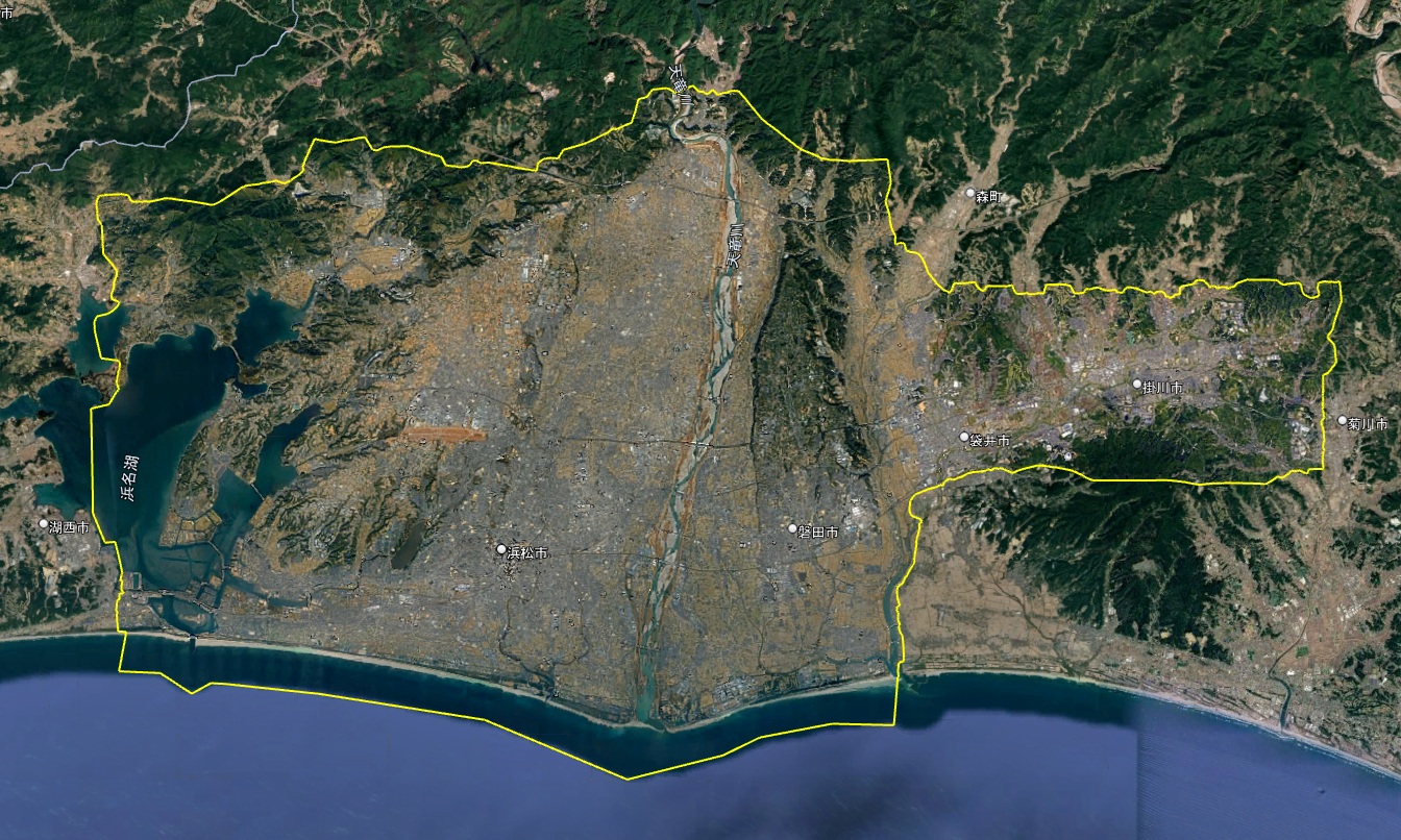 Google Earth 3Dh表示エリア 静岡県 浜松市~掛川市