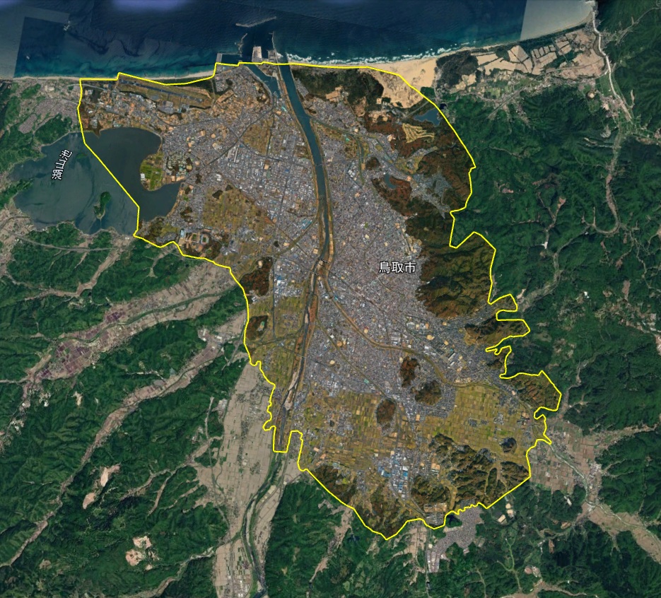 Google Earth 3Dh表示エリア 鳥取県 鳥取市