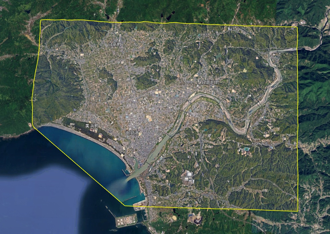 Google Earth 3Dh表示エリア 和歌山県 御坊市周辺